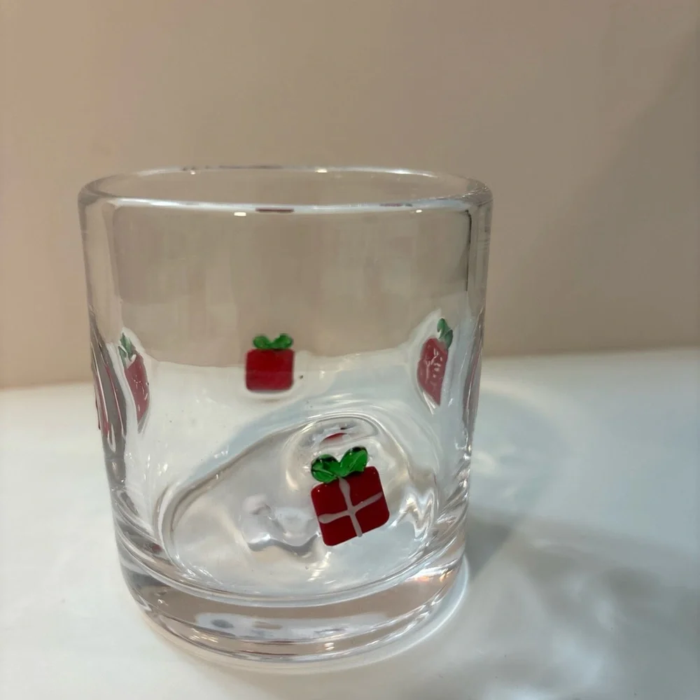 Crate & Barrel Candy Red Gifts Double Old Fashioned Drink Glass Halloween NWT
